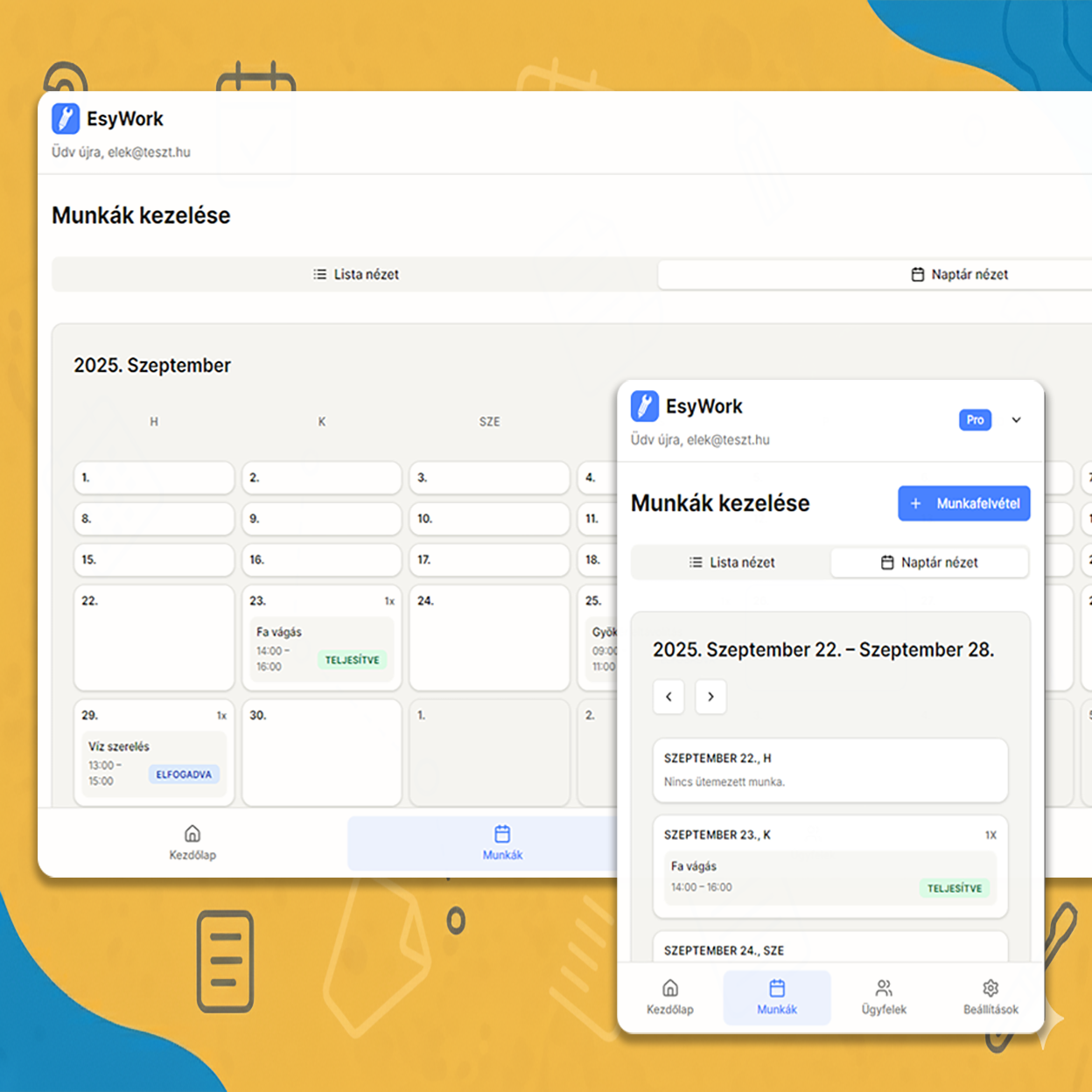 EsyWork naptár nézet